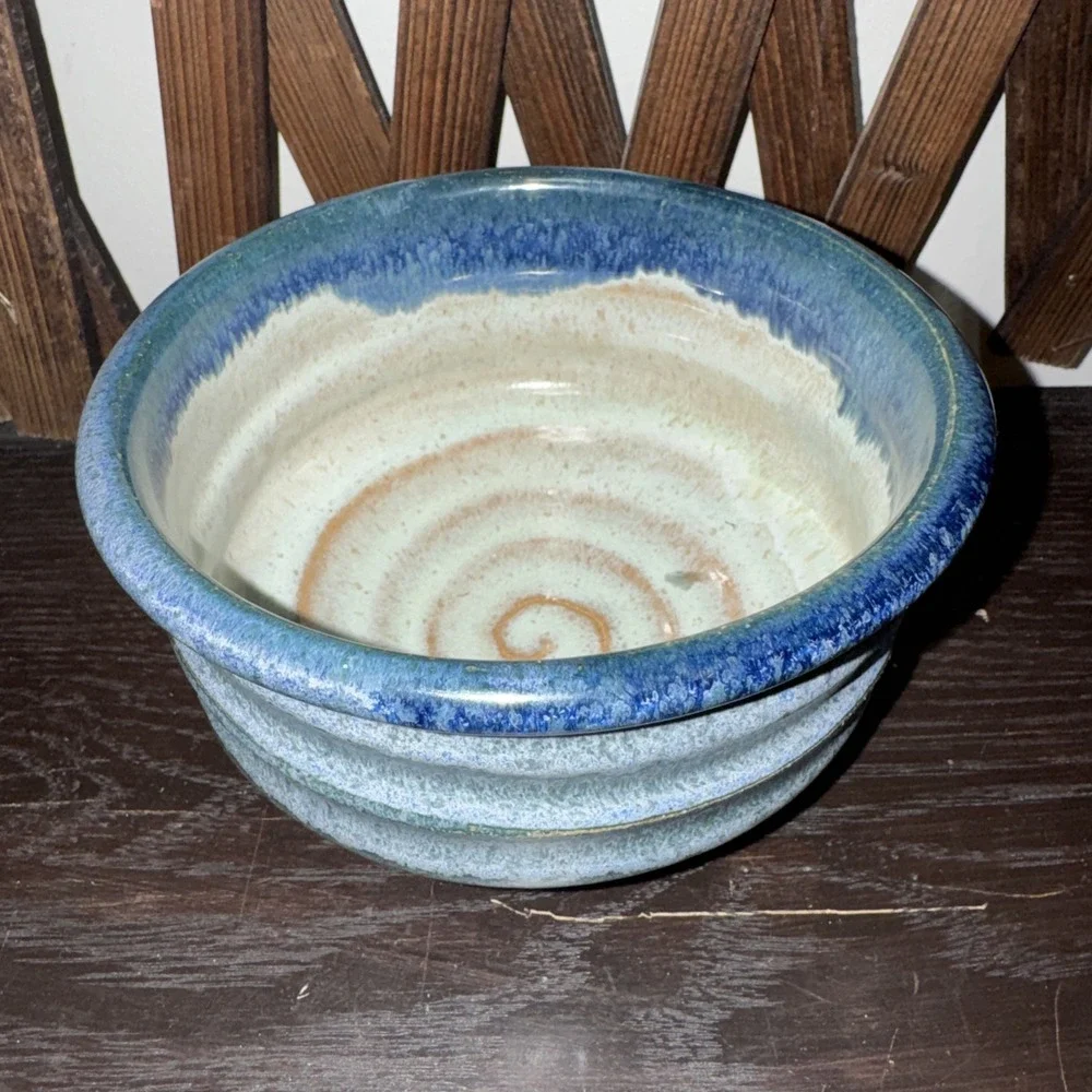 Beautiful Handmade Stoneware Blue Glazed Bowl 3.25